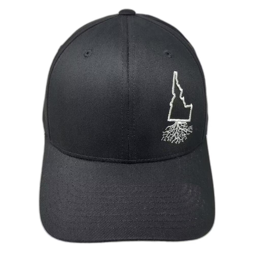 WYR Clothing Baseball Cap Black White XL Flexfit Idaho Roots Embroidered Hat